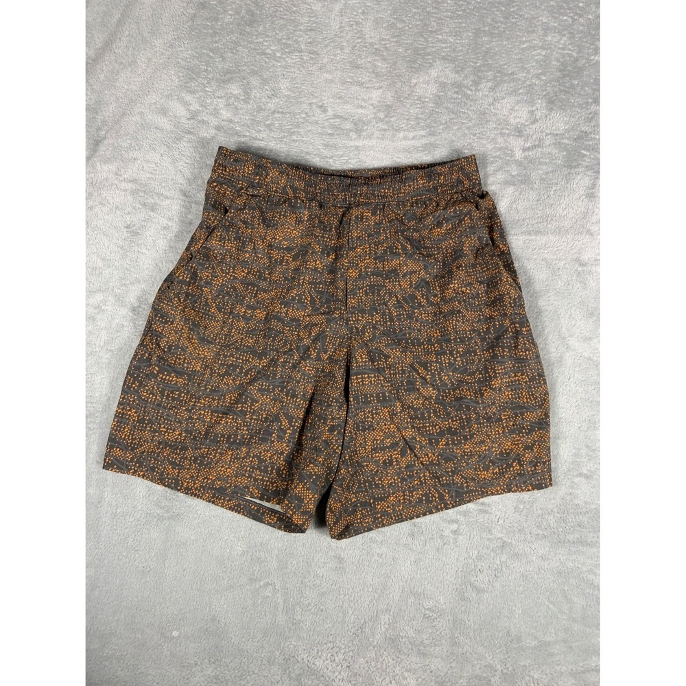 Lululemon Pace Breaker Running Shorts Mens Size S Gray Orange Print 6 Inch